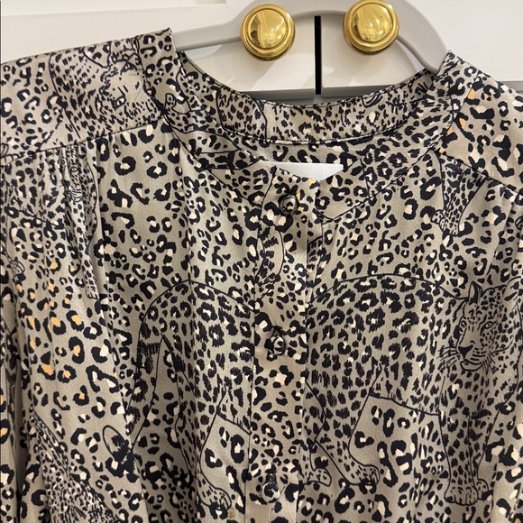 Christy Lynn Leopard Black Print Long Sleeve Short Wrap Dress w/ Waste Tie - Picture 5 of 8